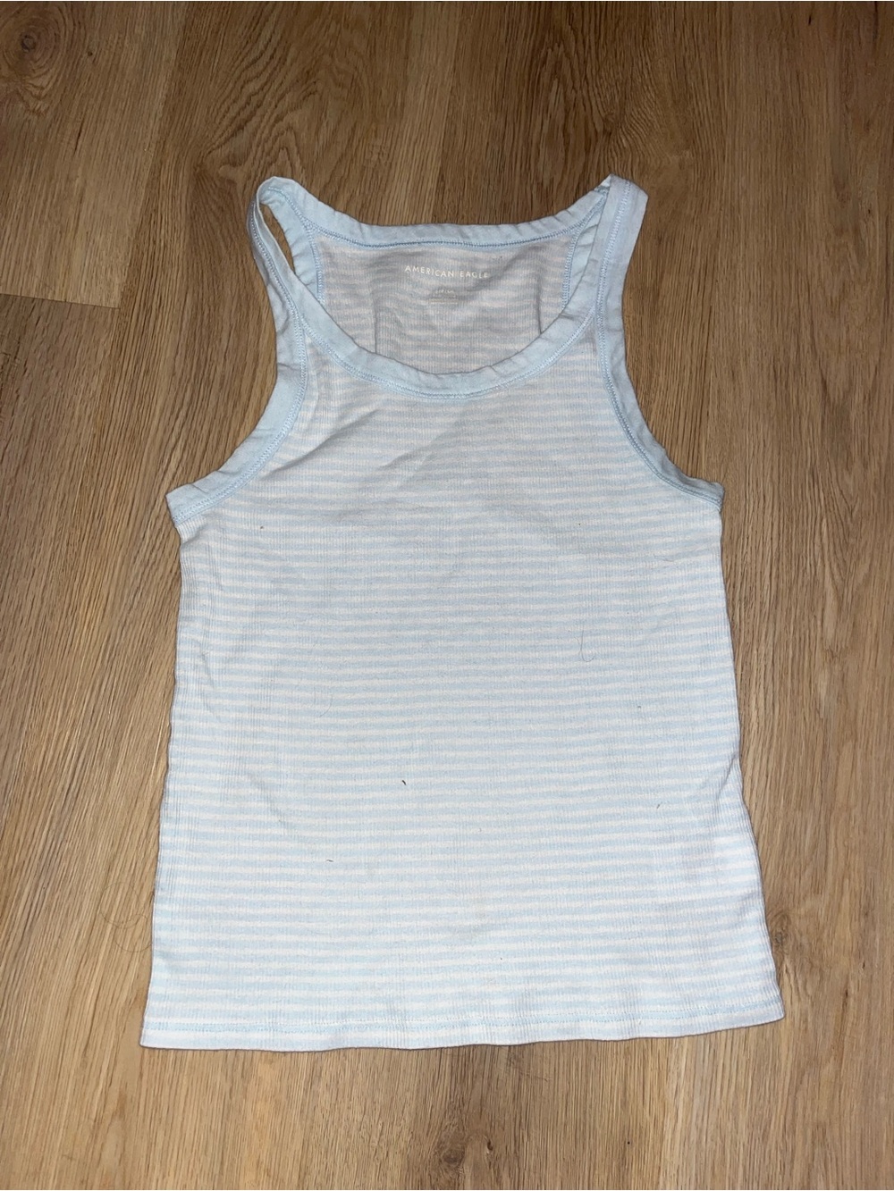 American Eagle Outfitters Light Blue and White Striped Tank Top
